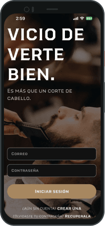 App Vicio Barber en teléfono